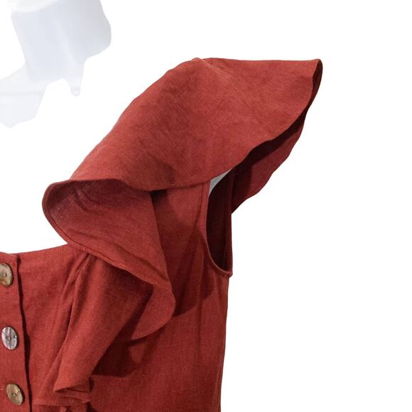 Elegant Ruffled Midi Dress in Rich Brown - Picture 11 of 15